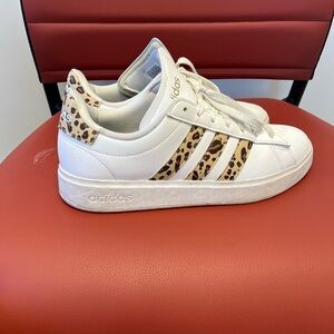Adidas Women's White and Leopard Sneakers